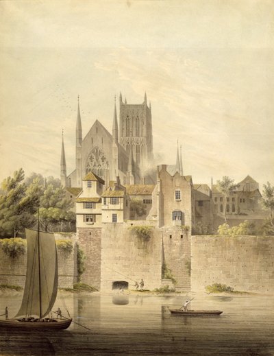 Vista oeste de la Catedral de Worcester, 1798 de John Powell